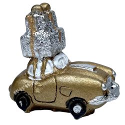 Polyresin arany autó ajándékkal, 3x3 cm