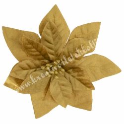 Csipeszes mikulásvirág fej, arany, 16 cm