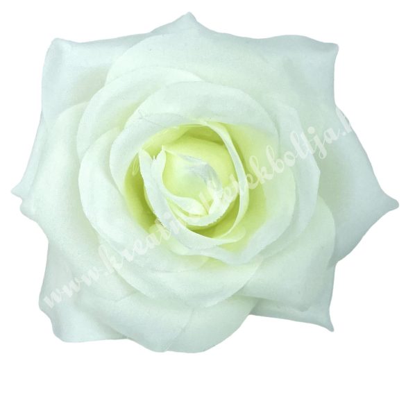 Selyemvirág rózsafej, fehér, 10 cm