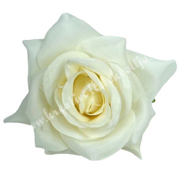Selyemvirág rózsafej, krém, 10 cm