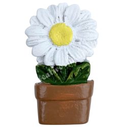 Ragasztható polyresin virág cserépben, fehér, 2x3 cm