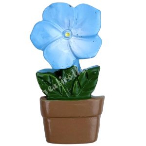 Ragasztható polyresin virág cserépben, kék, 1,7x3 cm