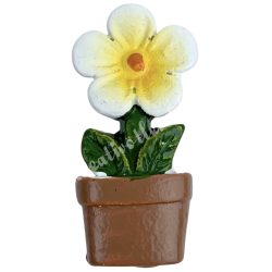 Ragasztható polyresin virág cserépben, fehér, 1,7x3,5 cm