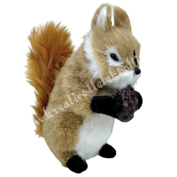 Textil mókus, makkal, 12x12,5 cm