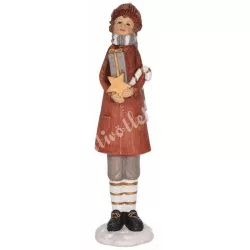 Polyresin fiú ajándékkal, 7,5x30 cm