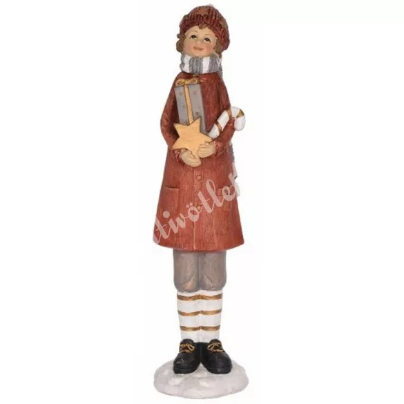 Polyresin fiú ajándékkal, 7,5x30 cm