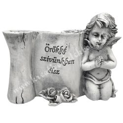   Polyresin angyal pergamennel, "Örökké szívünkben élsz", 13x10 cm