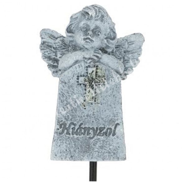 Beszúrós polyresin sírkő angyallal, hiányzol felirattal, 4,5x17 cm