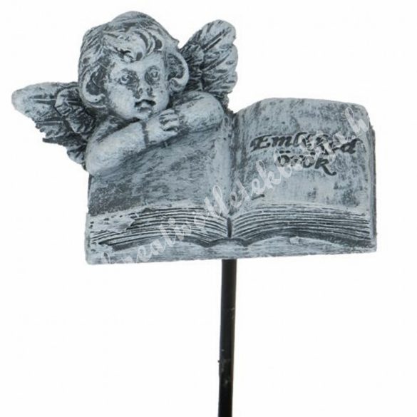 Beszúrós polyresin angyal, emléked örök felirattal, 6,5x14,5 cm