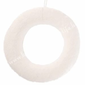 Textil félkoszorú alap, fehér, 36 cm