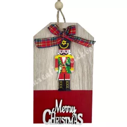 Akasztós fa dísz, diótörővel, 7,5x12,5 cm 