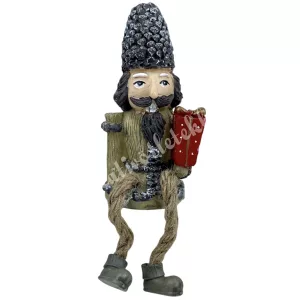 Lógó lábú polyresin diótörő, ajándékkal, 5,3x19 cm