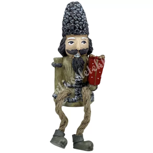 Lógó lábú polyresin diótörő, ajándékkal, 5,3x19 cm