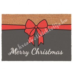   Kókuszrost lábtörlő masnival,  Merry Christmas felirattal, 60x40 cm