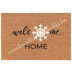   Kókuszrost lábtörlő hópehellyel, welcome home felirattal, 60x40 cm