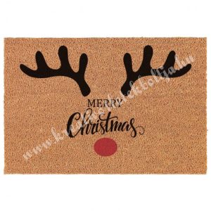 Kókuszrost lábtörlő aganccsal,  Merry Christmas felirattal, 60x40 cm