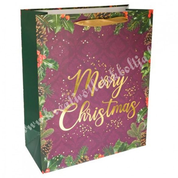Karácsonyi dísztasak Merry Christmas felirattal, 18x23 cm