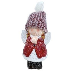 Polyresin angyal, imádkozó, csillámos, 7x13 cm