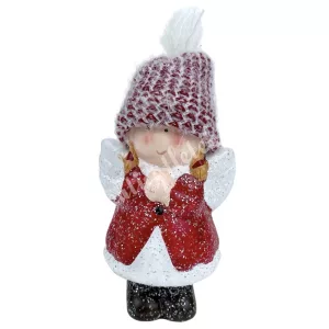 Polyresin angyal, imádkozó, csillámos, 7x13 cm