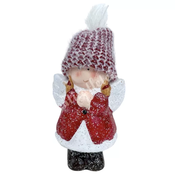 Polyresin angyal, imádkozó, csillámos, 7x13 cm