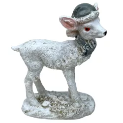 Polyresin őzike sapkában, 4,5x6 cm