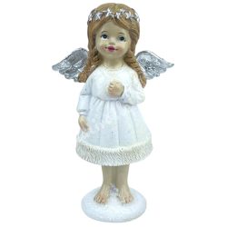Polyresin angyal, csillámos, 9x15 cm