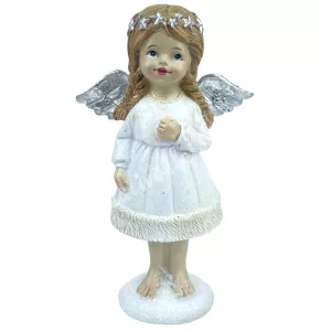 Polyresin angyal, csillámos, 9x15 cm