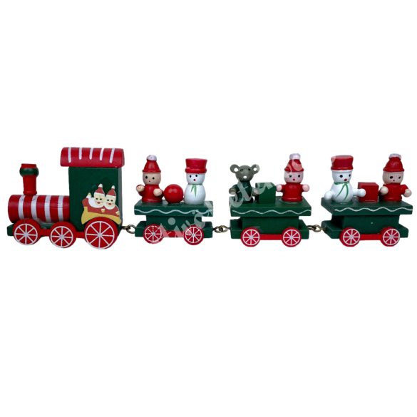 Fa vonat, zöld-piros, 21x5,5 cm