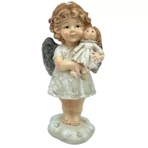 Polyresin angyal, babával, 6,5x13 cm