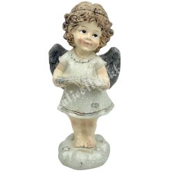 Polyresin angyal könyvvel, 6x13 cm