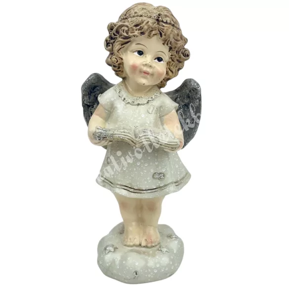 Polyresin angyal könyvvel, 6x13 cm
