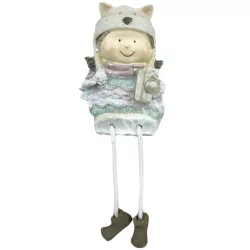 Lógó lábú polyresin kislány ajándékkal, 6,5x19 cm