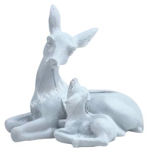 Polyresin őzike gidával, fehér, 6,5x6 cm
