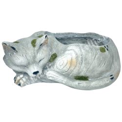 Kerámia mohás kaspó, cica, 34,5x14 cm
