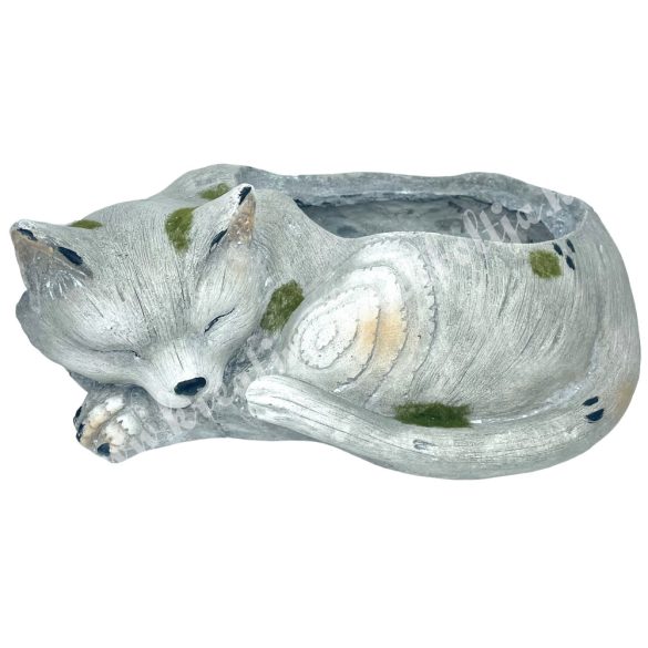 Kerámia mohás kaspó, cica, 34,5x14 cm