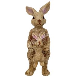 Polyresin nyuszi kisnyuszival, 3x9 cm
