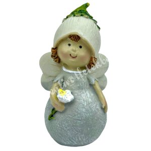Polyresin tündér virágsapkában, 4,5x8 cm