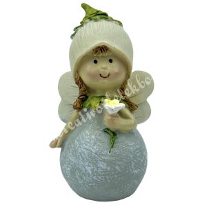 Polyresin tündér virágsapkában, 4,5x8 cm