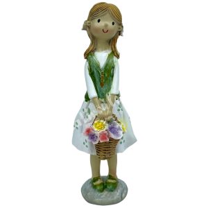 Polyresin kislány virággal, 5x14,5 cm