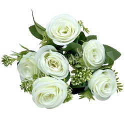 Rózsacsokor, fehér, 30 cm