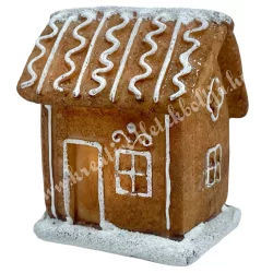   Polyresin mézeskalács házikó, led világítással, 6,5x8 cm