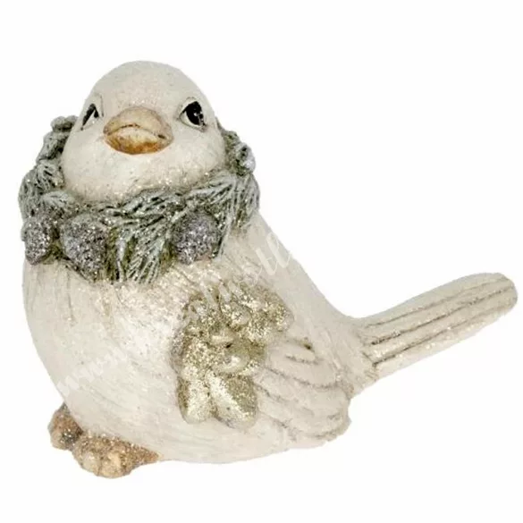 Kerámia madár koszorúval, csillámos, 34,5x27 cm