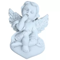 Polyresin angyal szíven, 5,5x8 cm