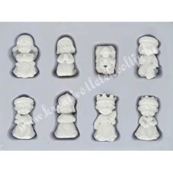 Polyresin Betlehem figurák, fehér, 8 db/csomag