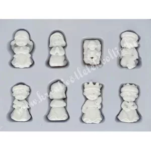 Polyresin Betlehem figurák, fehér, 8 db/csomag