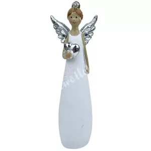 Polyresin angyal szívvel, 4,5x14 cm