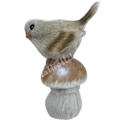 Polyresin madár gombán, 5x8 cm