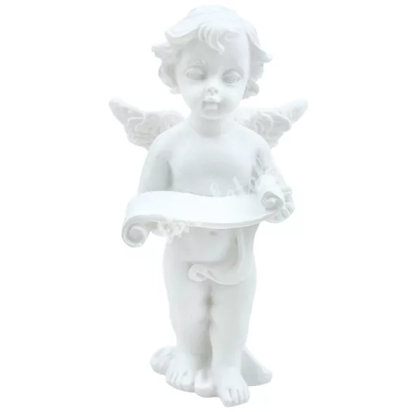 Polyresin angyal, pergamennel, 5x8,5 cm