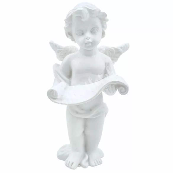 Polyresin angyal, pergamennel, 5x8,5 cm