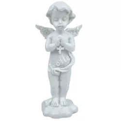 Polyresin angyal, kereszttel, 5x11 cm